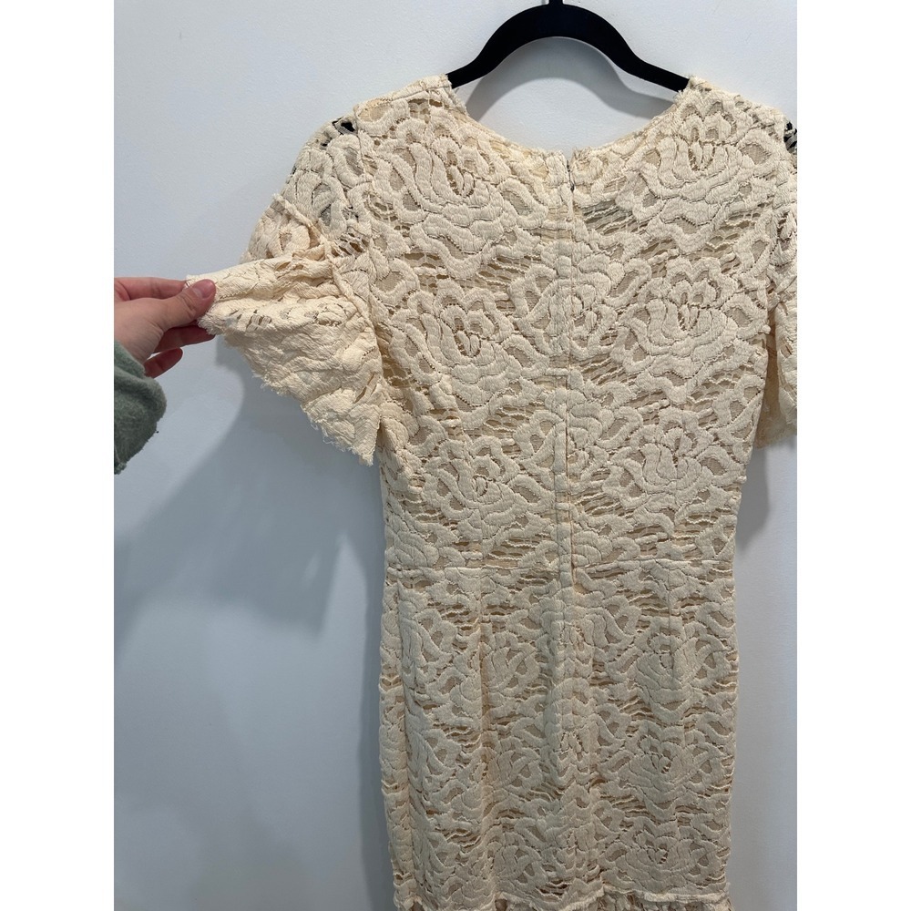 Dolce & Gabbana Cream Floral Lace Flutter Sleeve Mermaid Midi Dress IT 40 - Picture 8 of 12